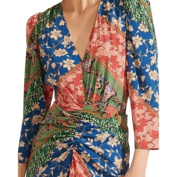 Veronica Beard Mary Ruched Silk Patchwork Dress S… - image 9