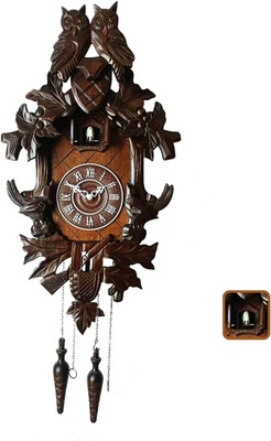 Elegant Dual Owl Cuckoo Clock in Deep Chestnut with Night Mode & Quartz Movement