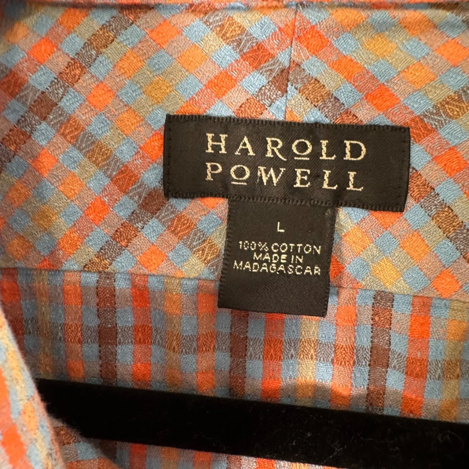 Camisa Harold Powell Para Hombres L Cuadros Abotonada Manga Larga Informal Western Preppy Foto 3 de 4