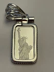 1 Gram Silver Bar Statue Of Liberty - .999 Fine  In A Sterling Silver Bezel