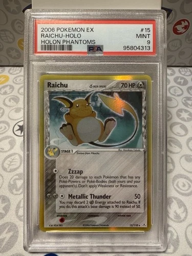 Pokémon Raichu Delta Species 15/110 Holon Phantoms Holo Rare Graded PSA 9