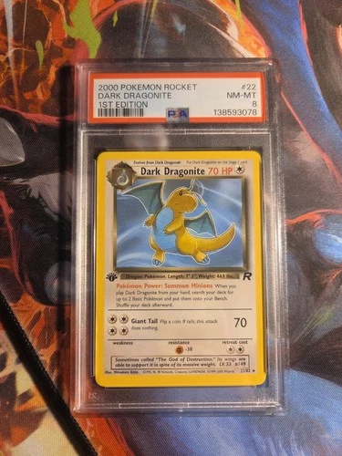 2000 POKEMON TEAM ROCKET DARK DRAGONITE 1ST EDITION #22 NON-HOLO PSA 8 Fresh