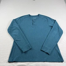 Arcteryx Shirt Mens Medium Blue Sirrus Henley Long Sleeve Snap Closure Casual