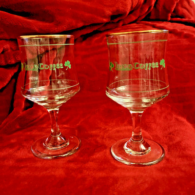 2 Vintage Irish Coffee Kleeblatt Gläser 14,5 cm hoch