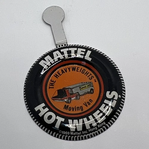 Vintage 1969 The Heavyweights Moving Van Hot Wheels Tin Tab Button Mattel Retro