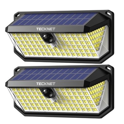 TECKNET 2 Pack Solar Motion Lights Outdoor Cool White IP66 Waterproof 416 LEDs