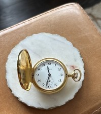 Arnex 17 Jewels Pocket Watch Swiss Made Incabloc Germann Gold Tone Works Great