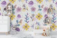 3D Fresh Floral Leaves Pattern Self-adhesive Removeable Wallpaper Wall Mural