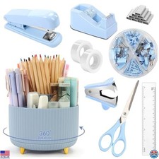 SKYDUE Desk Organizers and Accessories 10Pcs, 360-Degree Rotating Pen Holder,