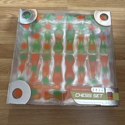 2001 Bozart Karim Rashid Pop Art Neon Grün & Orange Schachspiel Vintage MCM