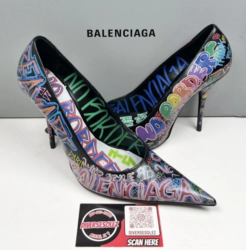 Taglia 39.5EU 9.5W Balenciaga Coltello Graffiti Décolleté Multi Tacchi? NUOVO VENDITA AL DETTAGLIO $1K!