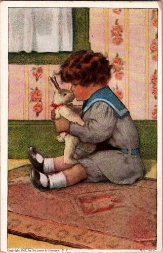 Künstler signierte AK Gutmann Bessie Kind Hase Ostern Vintage KH4