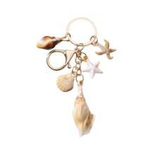 Unique Conch Starfish Keychain - Star Coastal Beach Vacation Ocean Series Charm
