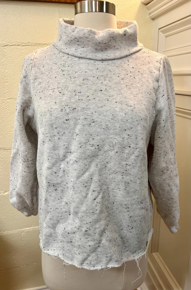 Madewell MWL Gray Crop Long Sleeve Sweatshirt Organic Cotton Sweater Sz Small - Image 3 of 4
