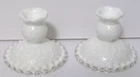 Vintage Fenton Spanish Lace Silver Crest Milk Glass Candlestick Holders Set of 2