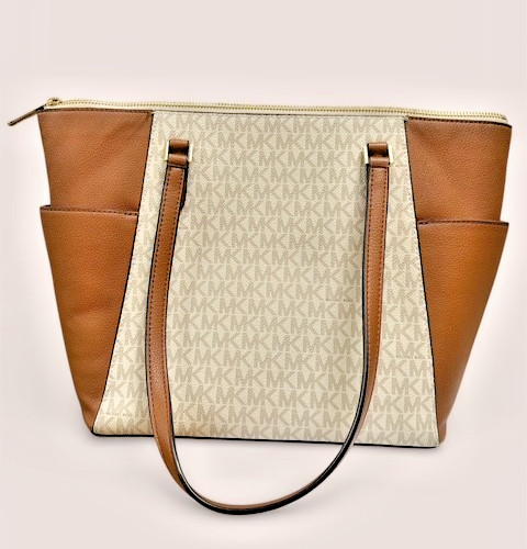 Michael Kors Charlotte Large Top Zip Tote Vanilla Signature Shoulder Bag thumbnail 2