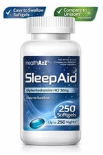 Sleep Aid Diphenhydramine HCl 50mg Softgels | 250 Count | Compare to Unisom