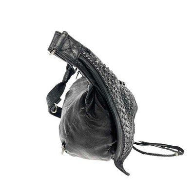KMRii Shoulder Bag Black Leather Studded Crossbody Messenger KMRii Shoulder Bag Black Leather Studded Crossbody Messenger