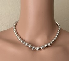 Tiffany  Co 925 Sterling Silver Graduated Bead Ball Necklace