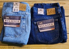 VINTAGE Lee Premium Jeans Mens 38x32 Classic Dark Stone Relaxed Tapered