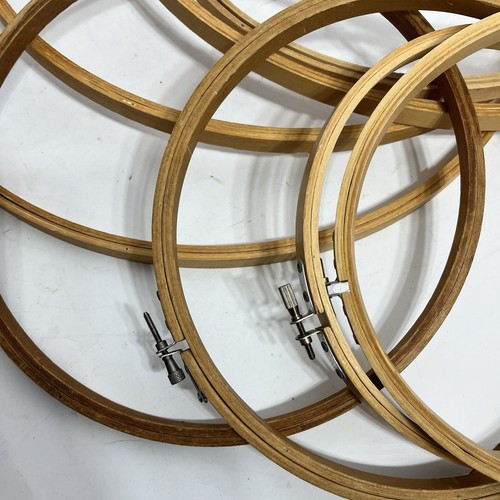 13 cerchi in legno vintage trapuntatura ricamo cucito da 8 a 16 in tondo ovale - Foto 7 di 9