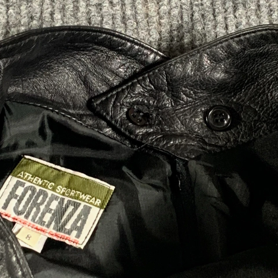 Falda Forenza Vintage Mujer 8 Negra Cuero Suave Mini Corta Forrada Moto Italia Foto 4 de 4