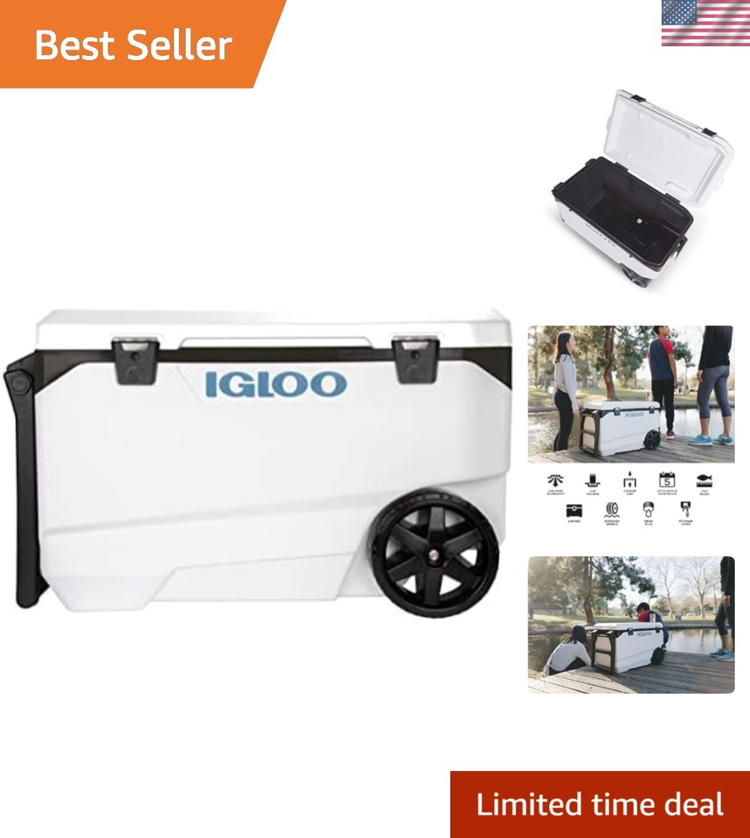 All-Terrain 90 Qt Insulated Ice Chest with Oversized Wheels 