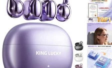  Clip on Earbuds Open Ear Wireless Bluetooth 6.0 Headphones with Mic,50H Purple