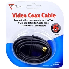 6 Foot TriQuest Coaxial (M) to (M) RG59 Video Cable for Cable TV + VCR + Tunner