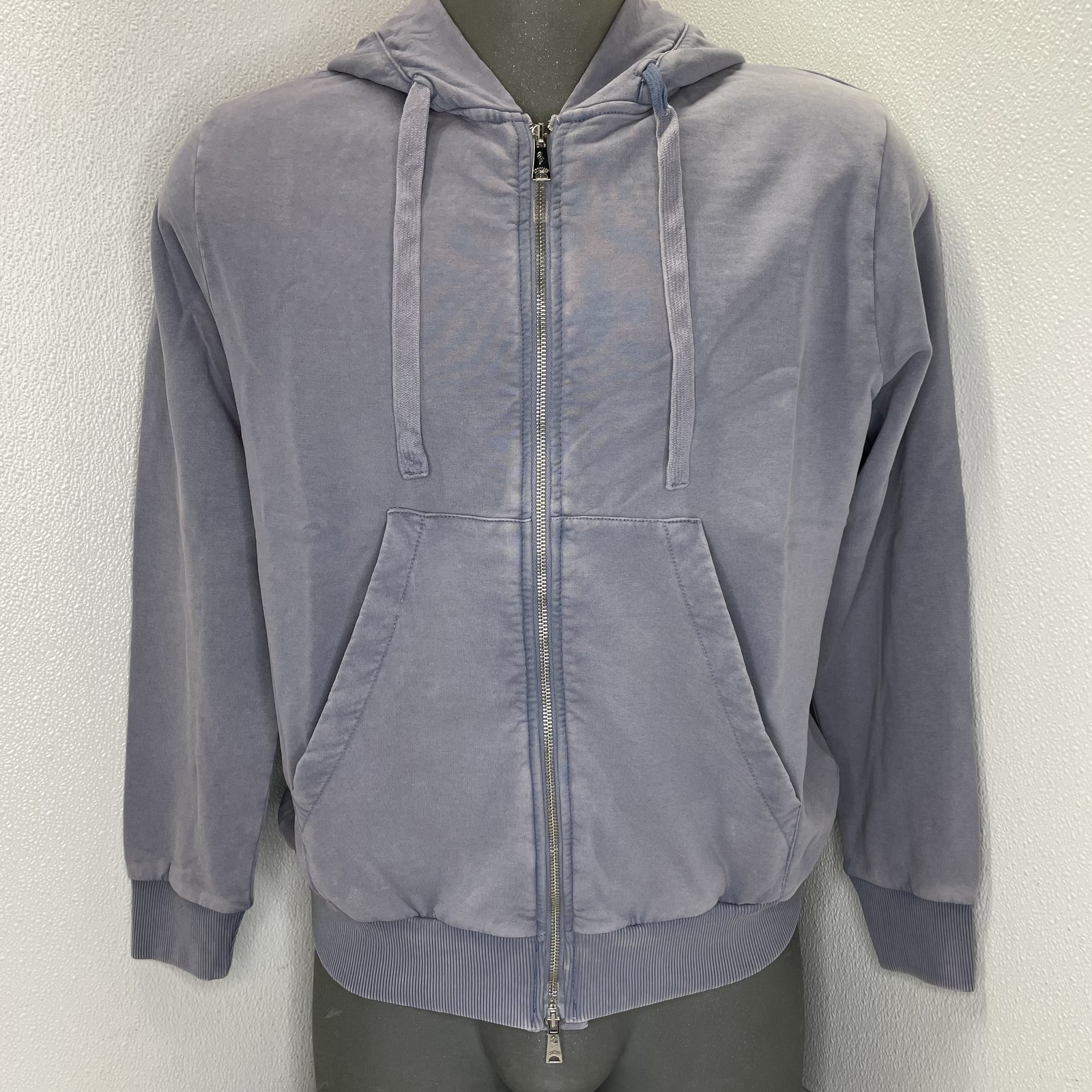 Crossley Mens Jacket Purple Size M Hooded Ribbed Trim Cotton Two Way Zip Up
