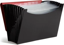 Smead 12 Pocket Poly Expanding File Folder Flap Closure Red Black 13x9.5