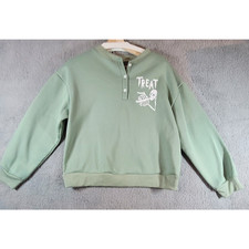Skull Sweatshirt Halloween Size S Green Skeleton TREAT Graphic