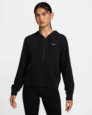 Nike Dri-FIT One Women's Full-Zip French Terry Hoodie FB5198-010, Black
