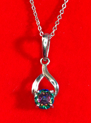 アクセサリー erd 925 silver long necklace Sterling Silver Mystic Topaz Necklace Multicolor Natural Gem RYZE