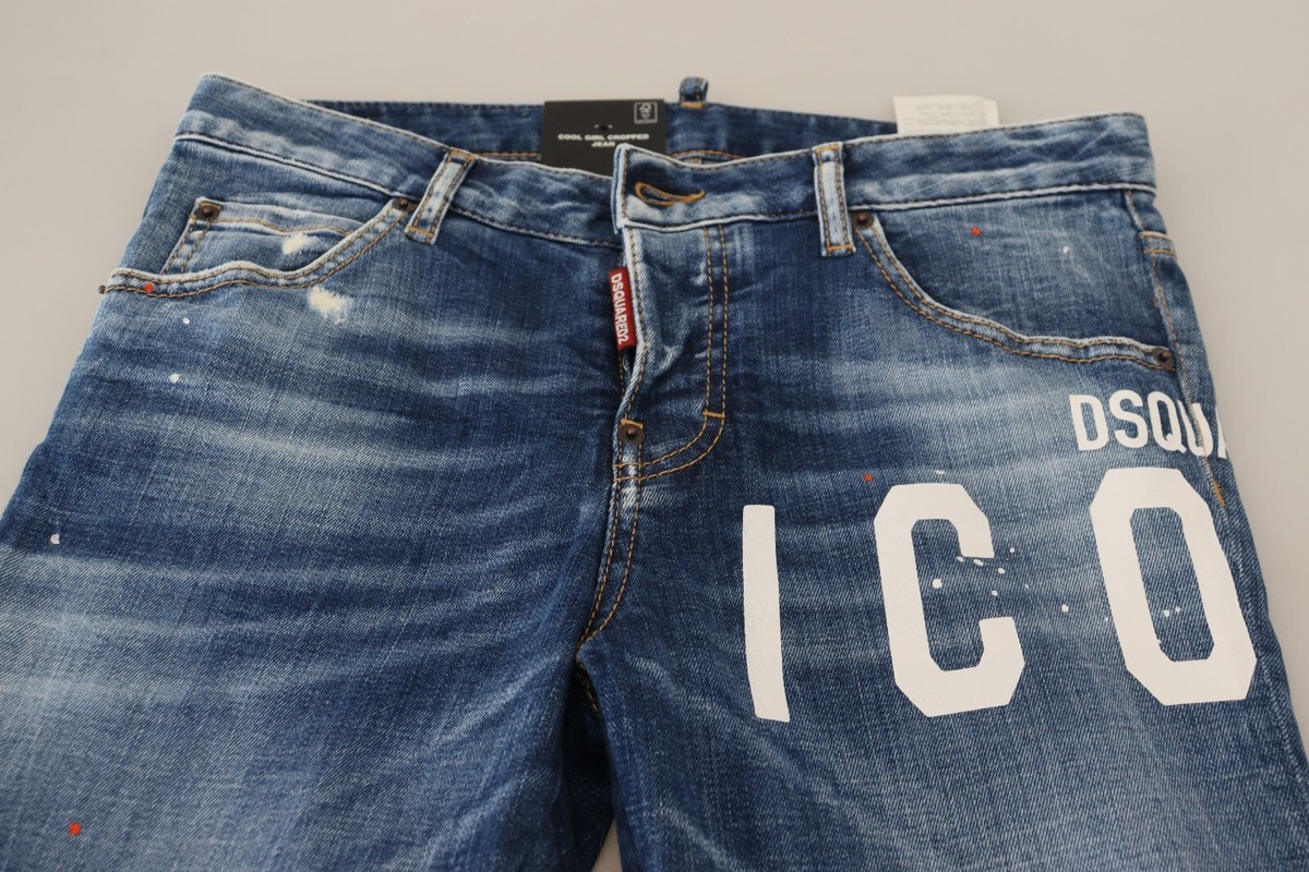 デニム・ジーパン Dsquared2 Cool Girl Jeans In Blue Denim DSQUARED2 Jeans Cool Girl Blue Icon Low Waist Cropped Denim