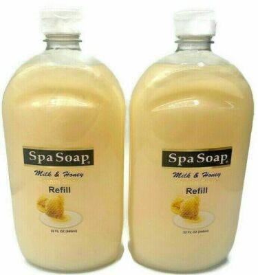 Spa Soap Milk and Honey Liquid Cream Soap Refill 32 Fl. oz Bottle X 2, 64 Fl. oz