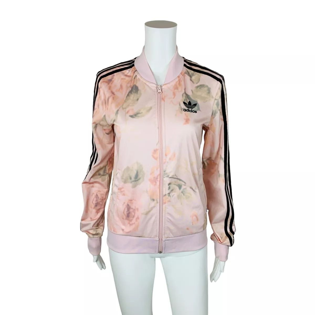 Adidas pink floral best sale jacket