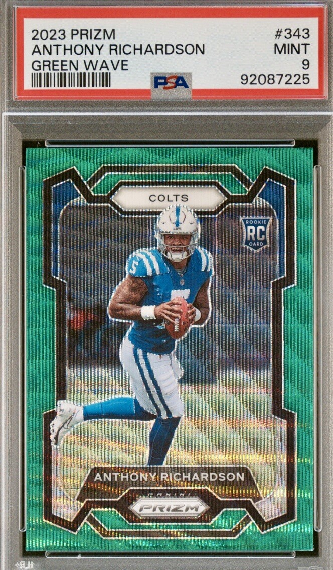 2023 Panini Prizm Anthony Richardson Green Wave #343 PSA 9 RC Colts Rookie
