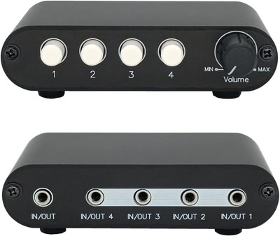 4-Way 3.5mm Stereo Audio Switch Input Signal Source Switcher Selector Splitter