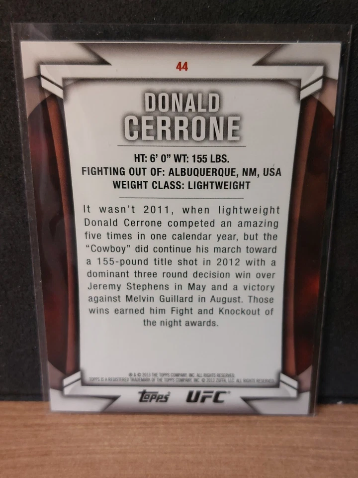 Donald Cerrone #44 2013 Topps UFC Knockout Gold #187/188 - Image 2 of 2