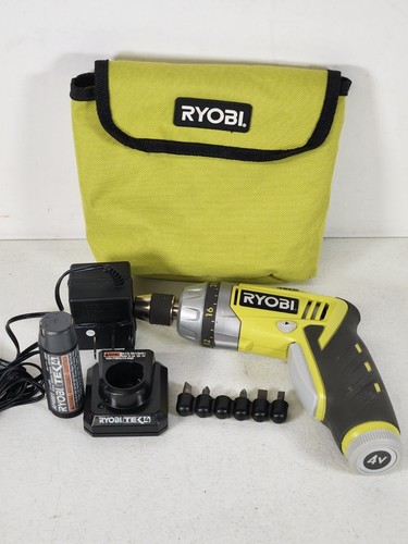 RYOBI TEK4 HP53L 4V Cordless Screwdriver Drill With Battery, charger, Bits + Bag