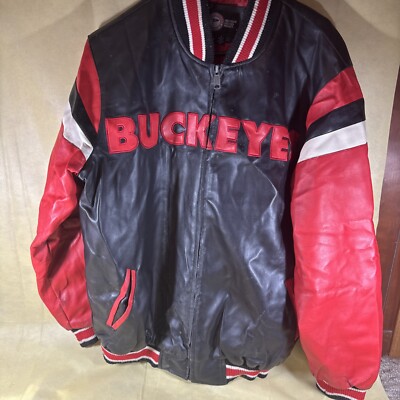 Vintage Ohio State Buckeyes Black And Red Letterman's Jacket Size Medium 