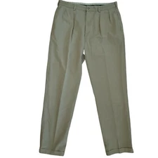 Ralph Lauren Polo Beige Chino Pants Mens 36 Straight Leg Pleated Cuffed Slacks