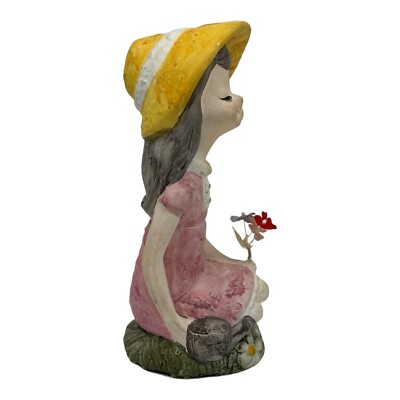 Vintage Mod Norleans Japan Ceramic Girl & Cloth Flowers