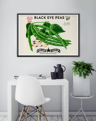 Black Eye Peas Vintage Seed Packet POSTER! (up to 24 x 36) - Kitchen - Vegetable