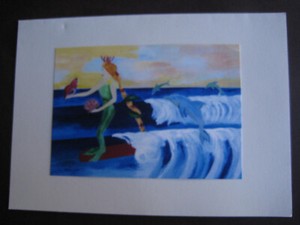 UNUSED 2003 vintage greeting card By Rebecca Frodsham BLANK Mermaid w/ Shells