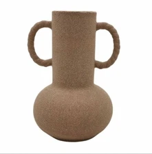 Twisted Textured Double Handle Vase Table Decor-10.375"H x 7.5"W x 6.75"D