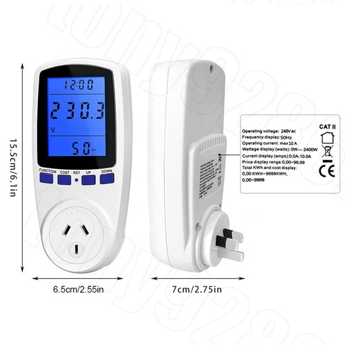 240V Power Watt Meter Energy Monitor Consumption Electricity Usage Equipment - Picture 5 of 12