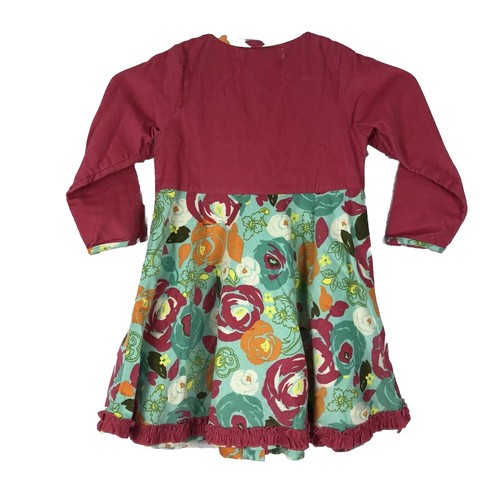 Baby Lulu Girls Kids Size 3T Pink Floral Corduroy Long Sleeve Dress Colorful - Picture 5 of 5