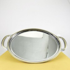 vassoio vintage in acciaio inox con bordo dorato alessi